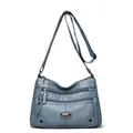 Stylish blue multi-pocket crossbody bag for women, large capacity shoulder bag for mom - Blue