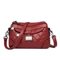 Borsa a tracolla trapuntata rossa in pelle morbida con scomparti multipli per donna - Rosso