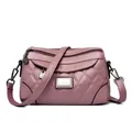 Elegante borsa a tracolla in morbida pelle trapuntata rosa malva con tracolla regolabile - Viola