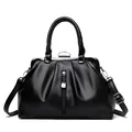 Elegante schwarze Handtasche mit großem Fassungsvermögen und Metallbügelverschluss - Schwarz