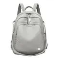 Sac à dos multifonctionnel en cuir souple gris élégant pour femmes voyage quotidien - Gris Nuage