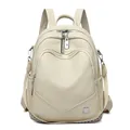Élégant sac à dos en cuir souple crème pour femmes avec détail cœur pour voyages et loisirs - Blanc Cassé