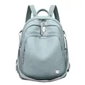 Zaino elegante in morbida pelle azzurra da donna con ampie tasche multifunzionali - Blu nebbia
