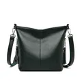 Elegant dark green soft pebbled leather crossbody bag with tassel details - Green