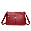 Stylish deep red leather crossbody bag for women with large capacity and gold logo - Red