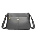 Elegant grey leather crossbody bag for women with large capacity and gold accents - Gray
