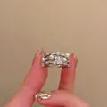 Elegant French Baroque silver open ring featuring pearls and crystals SKU variant - J1065 Pearl Style (J1065) / Adjustable Open / Silver