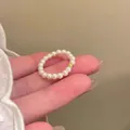 Elegant French baroque pearl ring with a dainty gold bead accent for women's style - J999 Beaded Style (J999)