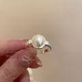 Elegant French baroque style open ring featuring a large oval white pearl for women - J924 Single Large Pearl Style (J924)