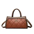 Elegant brown quilted leather handbag with kangaroo logo for women - Yellow