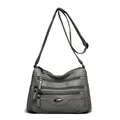 Elegant gray multi-zipper crossbody bag for women with large capacity and soft texture - Dark Gray