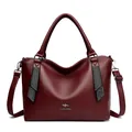 Elegant burgundy faux leather shoulder bag with sparkling rhinestone accents for women - Burgundy