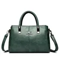 Bolso de mano de cuero verde oscuro para mujer con asa trenzada y bandolera - Verde
