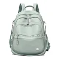 Stylish mint green soft leather multi-purpose backpack for women with silver hardware - Light Green