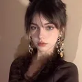 Orecchini pendenti eleganti con nappe leopardate per un look vintage d'autunno inverno - Orecchini pendenti a più strati (A2657) / 1 Paio / Oro