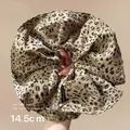 Vintage leopard print scrunchie hair tie in khaki and black color for women fashion accessories - 14.5cm / Light Leopard