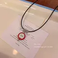 Sweet red apple pendant necklace with black cord cord choker style for women and girls - Apple Style (X1893 Apple)