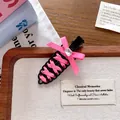 Elegant pink ballet-core ribbon woven hair clip featuring a sparkly rhinestone bow - Bowknot Style C / Pink and Black (Black Clip)