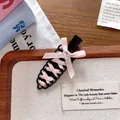 Ballet style woven ribbon bow hair clip with pink silk and rhinestone detail for girls - Bow Style D / All Pink (Black Clip)