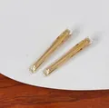 Close-up detail showing the total length of approx 8cm for the minimalist gold-toned hair clip - 2 Pcs/Set / Gray