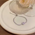 Elegant silver-tone adjustable bracelet with a cushion-cut sparkling zircon centerpiece - Square Zirconia Style (S426) / Silver