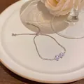 Elegant silver adjustable bracelet with sparkling cubic zirconia stones for women's daily wear - Marquis Zirconia Style (S396) / Silver