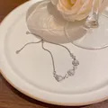 Elegant silver-tone cat eye stone heart bracelet with adjustable zircon chain for women - Heart Cat's Eye Stone Style (S415) / Silver