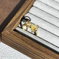 Detaillierte Makroaufnahme eines vergoldeten Vintage-Schleifenrings mit funkelnden Steinen - Stil 2 Verstellbarer Ring (Schleife)