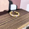 Anillo vintage bañado en oro con incrustación de esmalte degradado y diseño trenzado - Estilo textura tejida degradado rosa-púrpura (19)