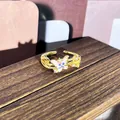 Anillo de mariposa vintage chapado en oro con esmalte de colores y detalles florales - Estilo de mariposa degradada rosa y azul con diamantes de imitación (nº 32) / Anillo Abierto N.º 32