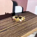 Anillo abierto de mariposa estilo vintage con esmalte colorido y acabado dorado fino - Estilo Mariposa (n.º 33) / Rayas de Colores