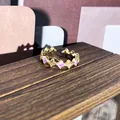 Elegante anillo abierto vintage bañado en oro con estrellas de esmalte rosa y blanco - Estilo Estrella de Cuatro Puntas (n.º 40) / Rosa Blanco