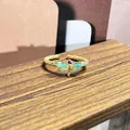 Anillo libélula vintage dorado con alas de esmalte azul y banda ajustable dorada - Estilo Libélula Azul (61号开口戒指)