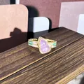 Anillo vintage de esmalte estilo palacio con un centro de calabaza lavanda - Estilo de Calabaza Púrpura (63)