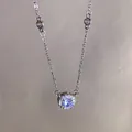 Elegant silver titanium steel necklace featuring a sparkling round halo zirconia pendant - Round Halo Style (X995) / Silver