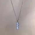Sparkling silver titanium steel necklace with a triple cubic zirconia stone pendant - Vertical Triple Diamond Style (X1685) / Silver