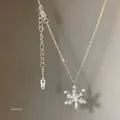 Elegant snowflake pendant necklace with sparkling cubic zirconia stones in silver - Micro-Pave Snowflake Style (X843 Silver) / Silver