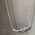 Elegant silver titanium steel clavicle necklace with sparkling star zircon pendant - Star Bar Row Zirconia Style (x857 Silver) / Silver