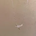 Elegant titanium steel necklace with sparkling CZ star pendant in silver finish. - Irregular Pentagram Style (X1692) / Silver