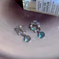 Elegant zircon drop earrings with pearls and blue crystal globes - Blue Ball Pearl Style