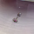 Elegant Korean style silver stud earring featuring a sparkling pink zircon flower design - Pink Star Ray Screw Style
