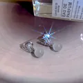 Elegant silver earrings with sparkling zircon and translucent moonstone bead - Drop Zircon Bead Style