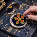 Sparkling autumn maple leaf brooch pin with vibrant orange and yellow rhinestones - Maple Leaf Shape (XD824514) / Gun Black, Maple Orange Red