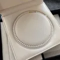 Elegant single strand white round pearl necklace for women in premium jewelry gift box - Pearl Necklace (RF479) / 6mm / Gold