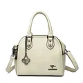 Elegante borsa a mano a conchiglia crema da donna con logo canguro e tracolla regolabile - Kaki