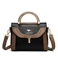 Sophisticated women's crossbody shoulder bag with unique woven detail and contrast colors - Black