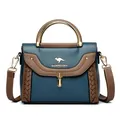 Elegant blue and brown contrast women's crossbody bag featuring unique braided details - Blue
