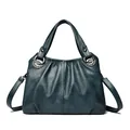 Bolso bandolera de gran capacidad en cuero sintético azul oscuro para mujer - Azul