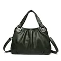 Bolso hobo grande verde oscuro para mujer en cuero plisado con correa ajustable - Verde