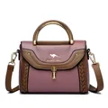 2025 stylish woven contrast crossbody shoulder square bag in dusty rose and brown - Purple